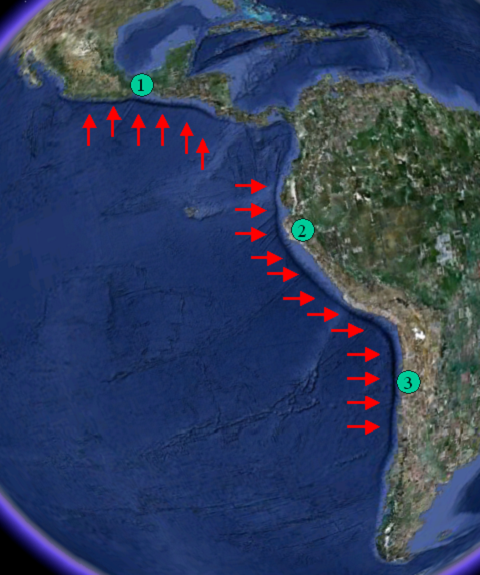 Figure 4 - Bordure Pacifique - Mexique - Amérique du sud